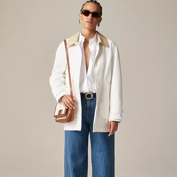 J Crew Barn Jacket™ in canvas Ivory, size small  (oversized! could fit M too) - Picture 1 of 7
